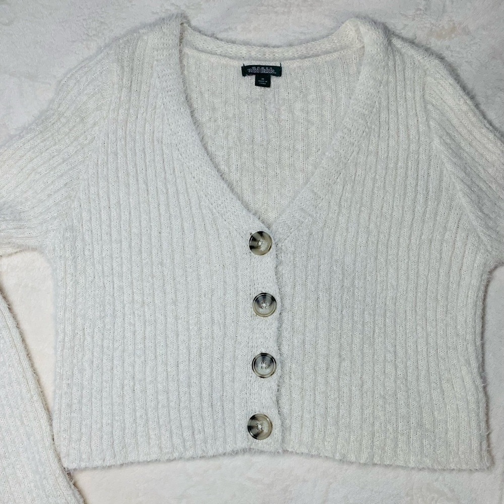 White Fuzzy Cardigan